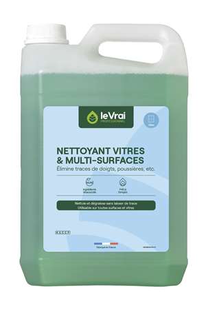 Image de VRAI NETTOYANT VITRES ET MULTI SURFACES B/5L