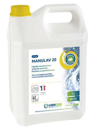 Image de MANULAV 20 LIQUIDE VAISSELLE CONCENTRE PAMPLEMOUSSE C/2X5 L