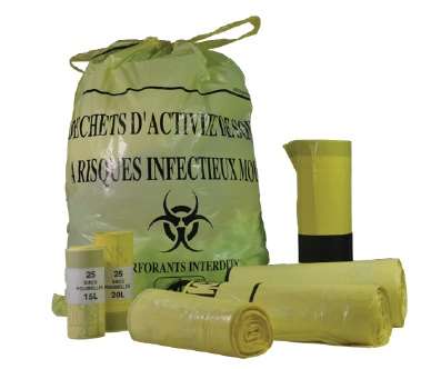 Image de SAC DASRI JAUNE 100 L LIEN COULISSANT 25µ C/250