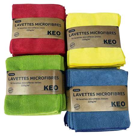 Image de KEO LAVETTES MICROFIBRE BLEUES 38X38 - SACHET DE 10